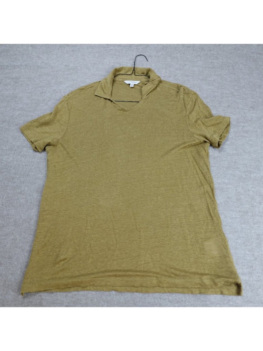 Club Monaco Shirt Small Yellow Mustard V-Neck 100% Linen